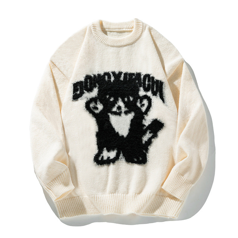 Cartoon Hand-painted Artificial Mink Round Neck Sweater For Men And Women