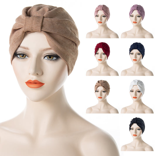 Solid Color Hooded Women's Bottoming Bow Turban