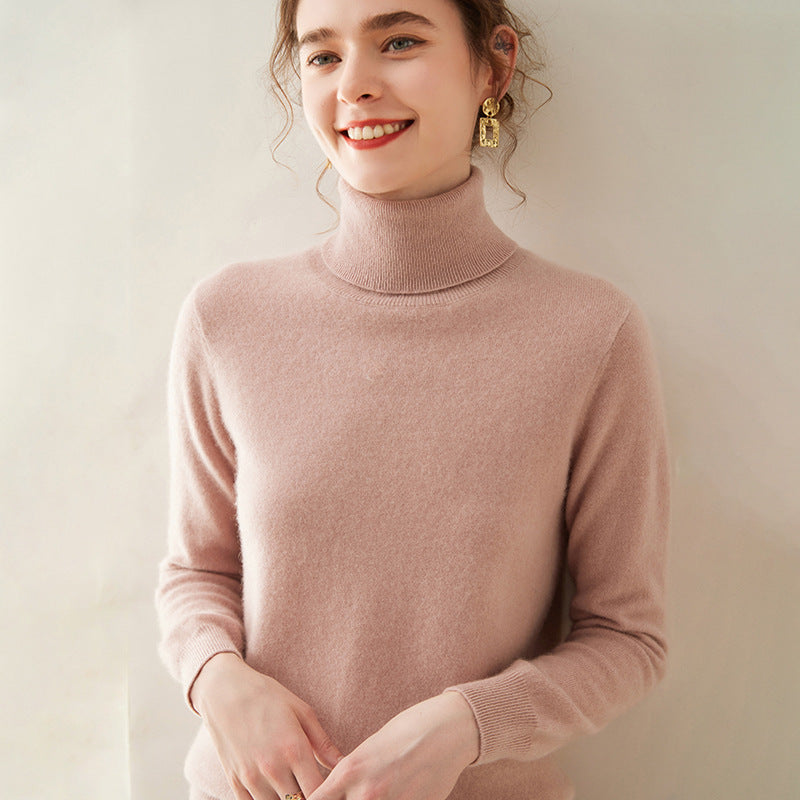 Women's Solid Color Pullover Cashmere Turtleneck Knitting Bottoming Shirt