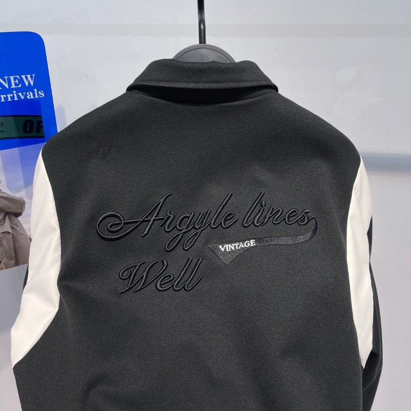 Casual Embroidered Jacket Lapel Loose Stitching Baseball Uniform