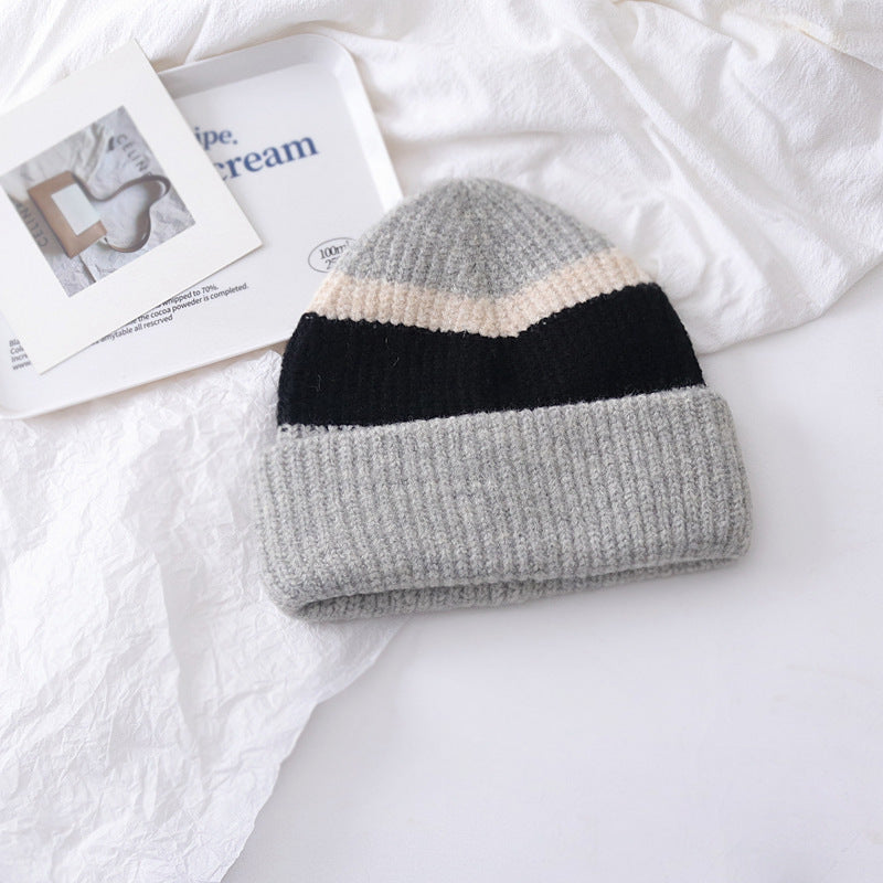 Versatile Small Color Matching Pullover Knitted Hat