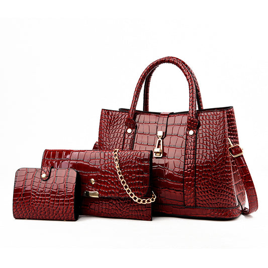 Women's Fashion Large Capacity Crocodile Buckle Baby Diaper Bag