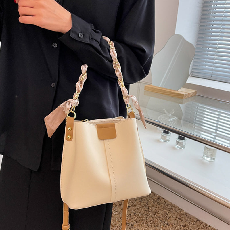 Enkle Håndtasker til Kvinder Skuldertaske Spandtaske Kæde Mode Tekstureret Messenger Bag