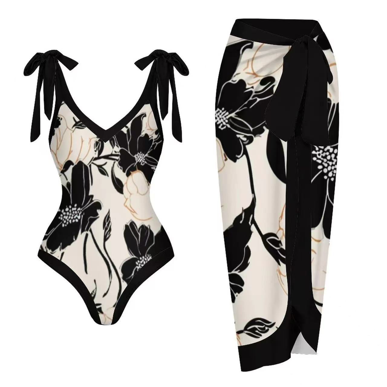 Multi-colored Printed Top And Skirt Set