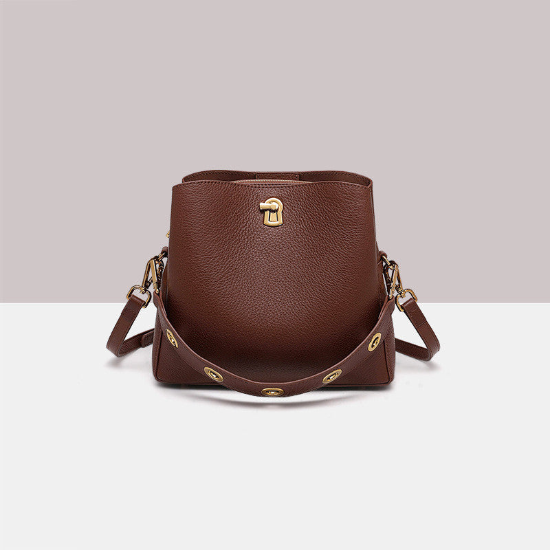 New Women's Fashion Top Layer Leather Hand-held Messenger Bag