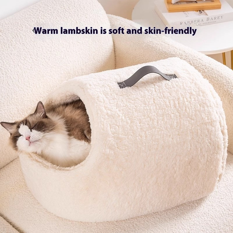 Winter Warm Closed Sense Of Security Removable And Washable Large Lambswool Slippers Cat Nest