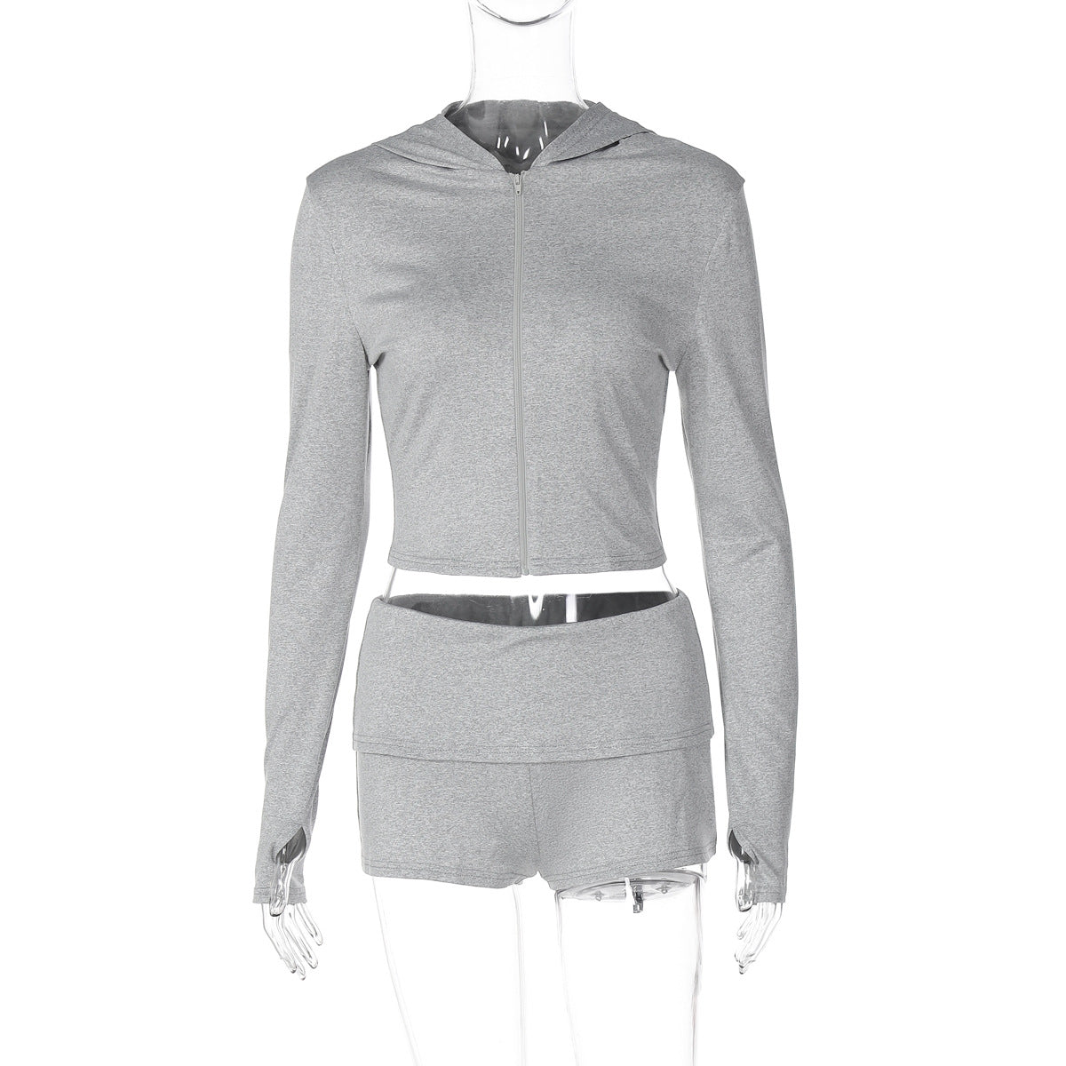 Fashion Casual Hooded Long Sleeve Top Sexy Tight Shorts Suit