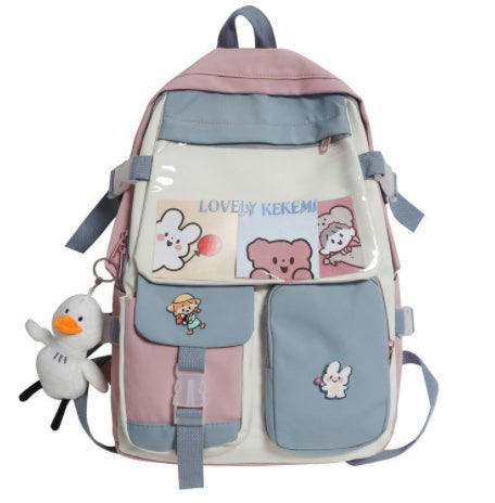 Junior High School Students Hit Color Ins Cute Large-capacity Transparent Backpack