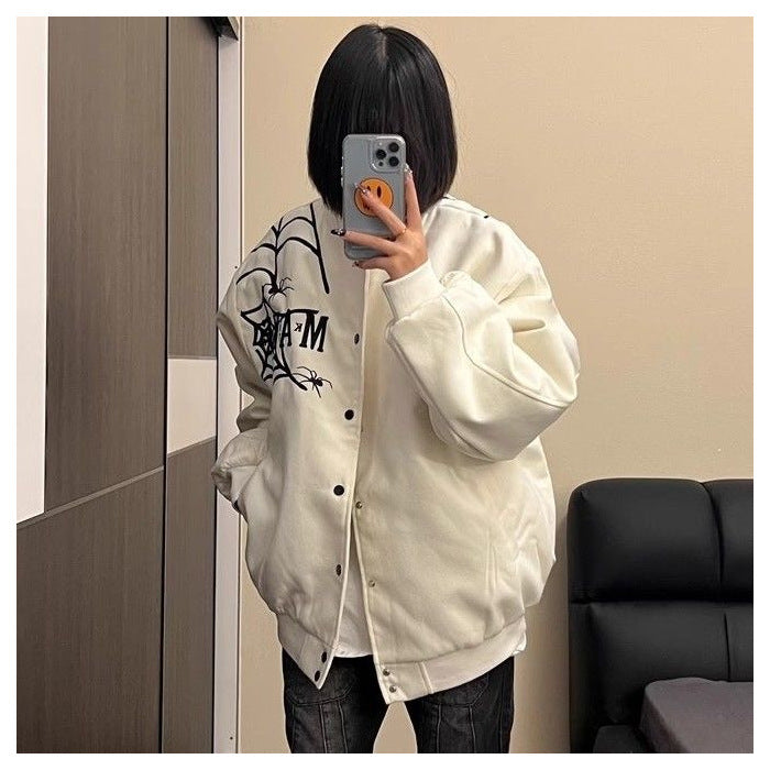 American Spider Web Embroidered Jacket Baseball Uniform