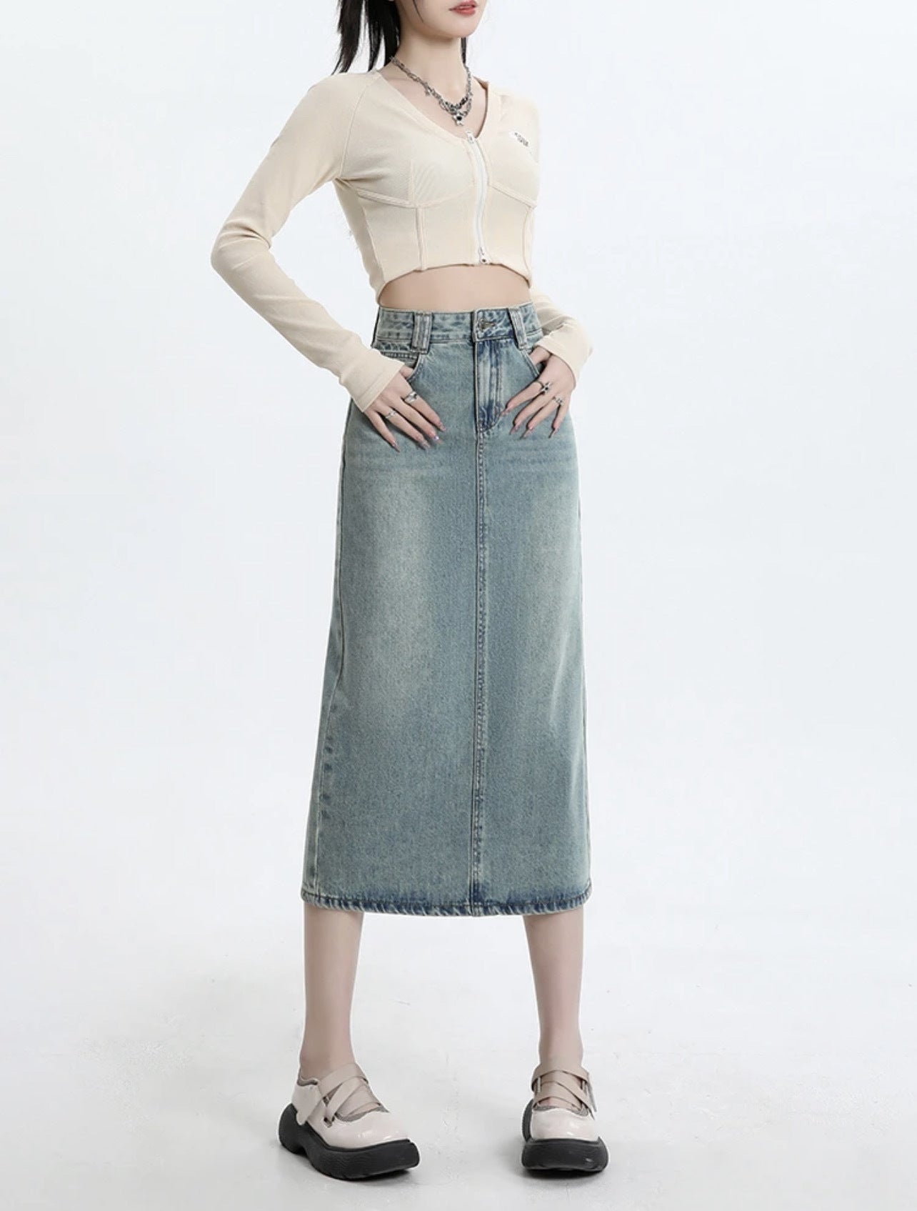Dame Mode Personlig Denim Nederdel