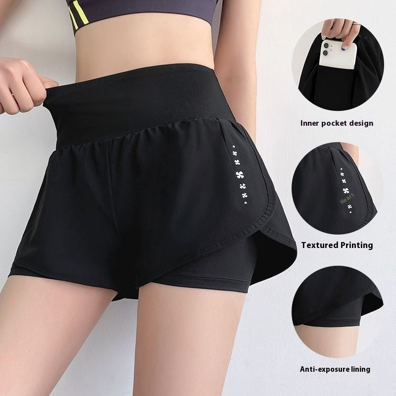 Women's Fitness Sports False Two-piece Suit Anti-exposure Shorts