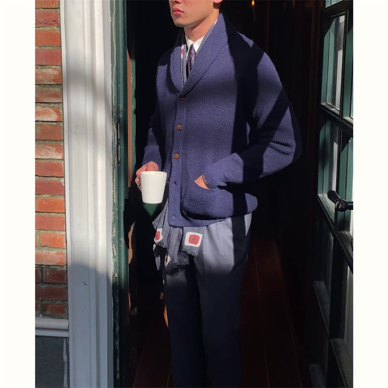Tynd Vintage Strikket Cardigan til Mænd Retro