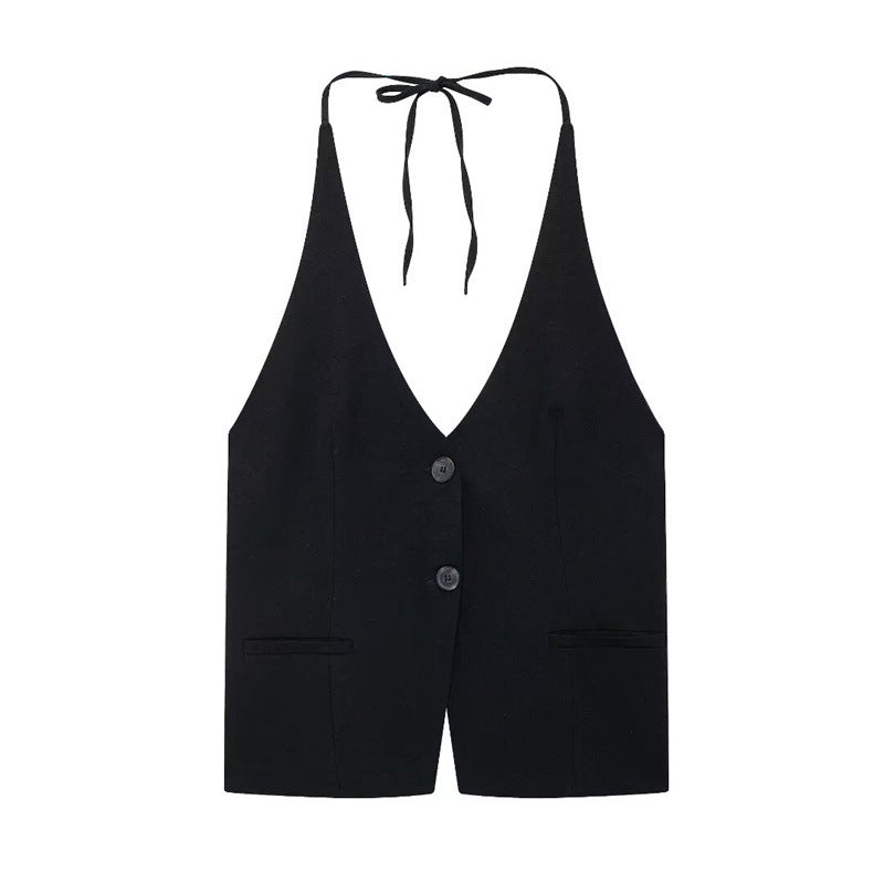 European And American Style Bowknot Decoration Hanging Collar Top