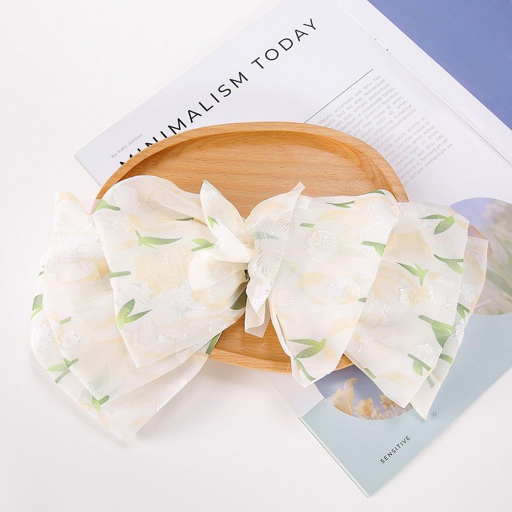 Fairy Beautiful Women's Mesh Ribbon Back Head Spring Clip