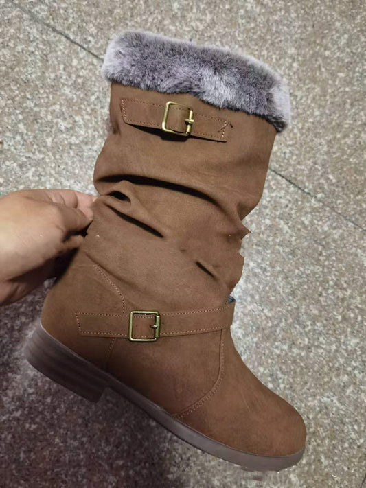 Fashion Short Boots Round Head Woolen Boots
