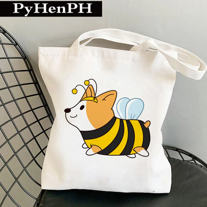 Canvas Tote Milk Tea Printing Shoulder Portable Canvas Bag