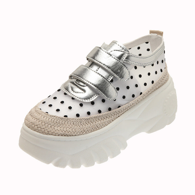 Women's Summer Breathable Mesh Thick-soled White Shoes