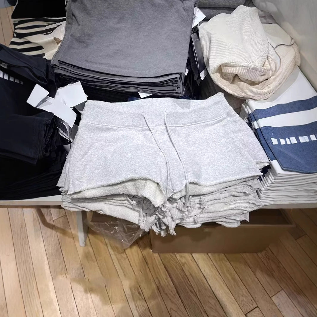 American Casual Sports Pants With Frayed Edges Slim Fit Women