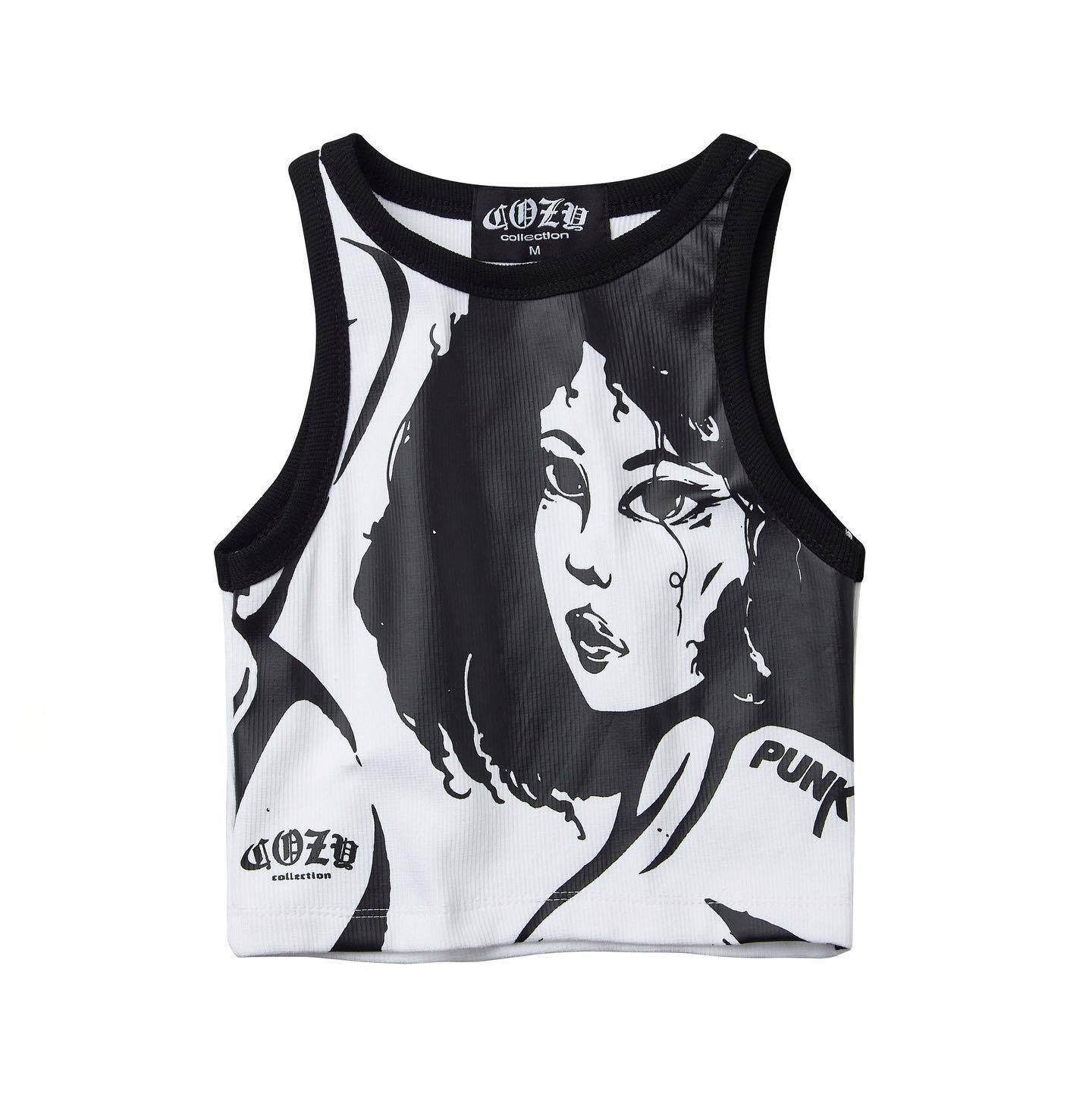 Sleeveless Portrait Print Open-cord European And American Women's Tops Undershirt