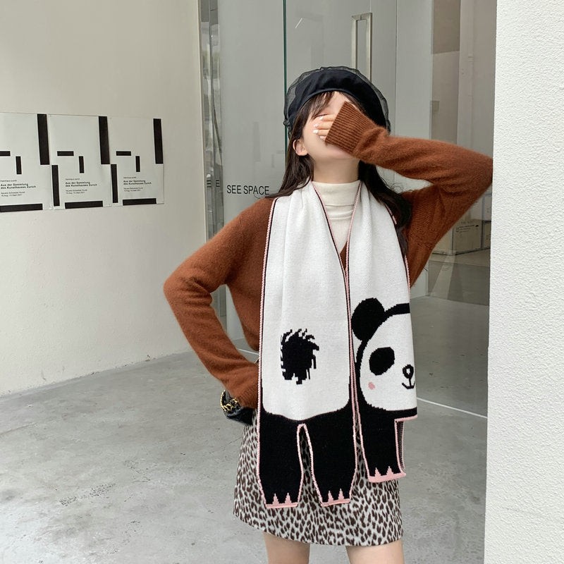 Cute Tiger Knitted Wool Shawl Students Warm-keeping Scarf