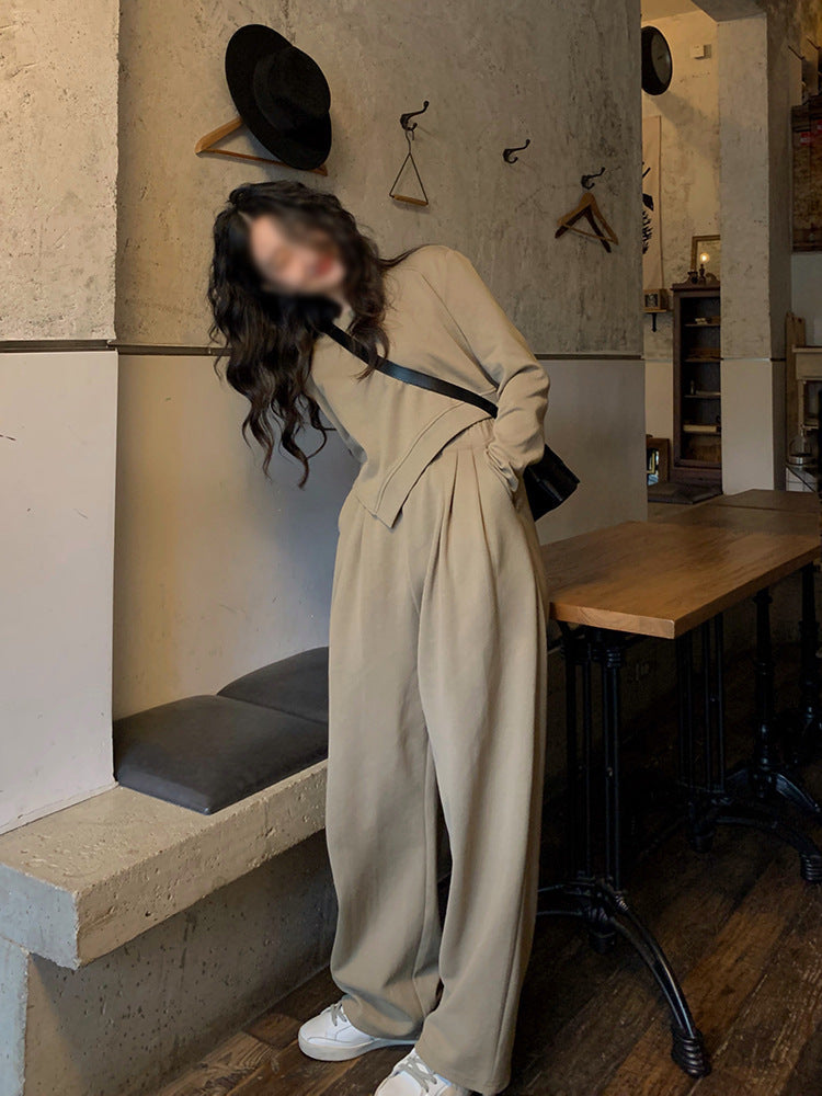 Irregular Sweatshirt And Wide-leg Pants Two-piece Set