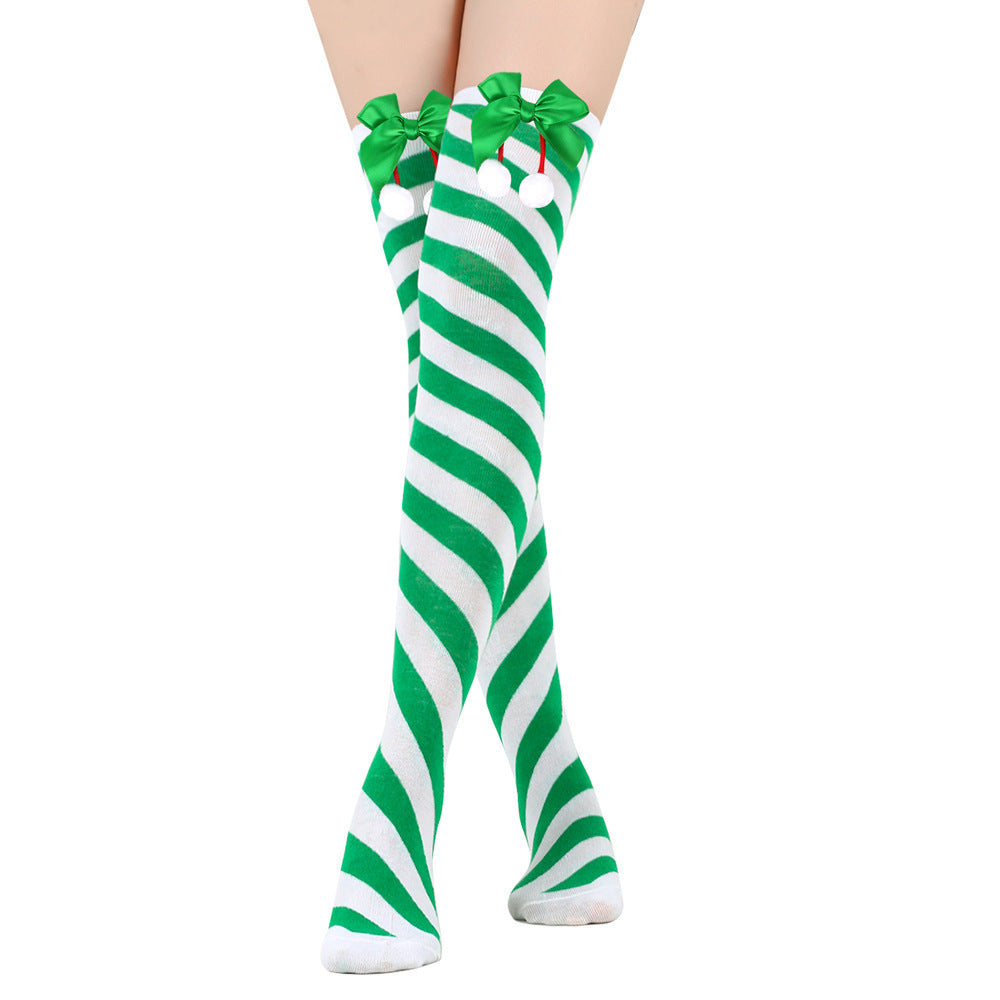 Bow Christmas Stockings Over The Knee Decorative High Tube