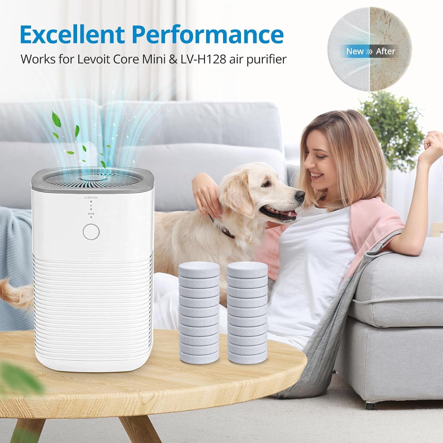 20 Pack Core Mini Aroma Pads Replacement for LEVOIT LV-H128 Essential Oil Replacement Aromatherapy Refill Pads Compatible with LEVOIT Core Mini & LV-H128 Air Purifier, White