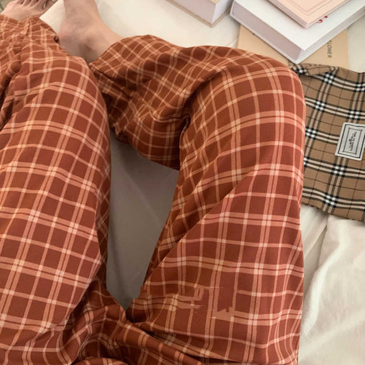 Lazy Feeling Filled With Casual Dirty Orange Checkered Pants