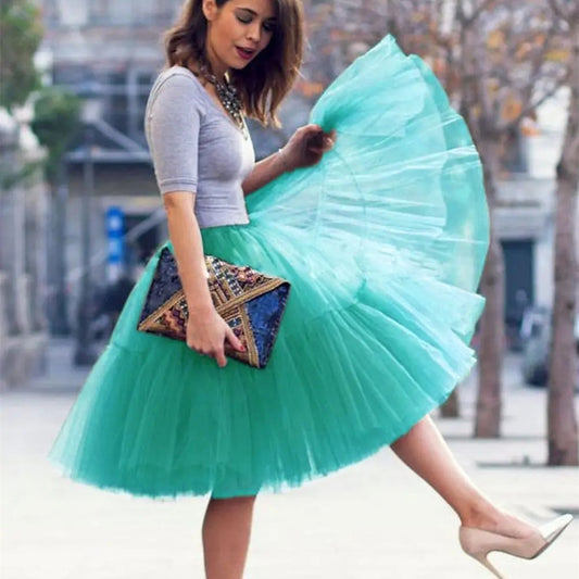 Spring And Summer Mesh Pleated Bubble Skirt