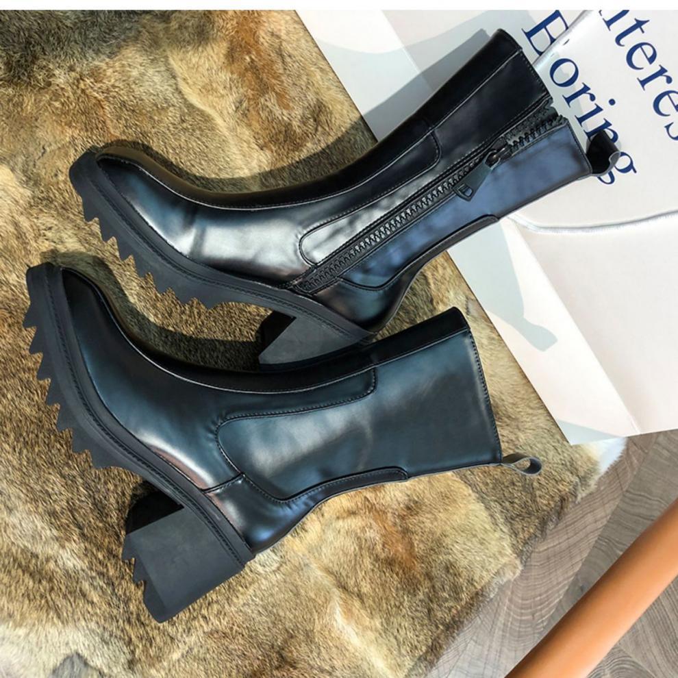 Summer And Autumn New Square Head Thick Heel