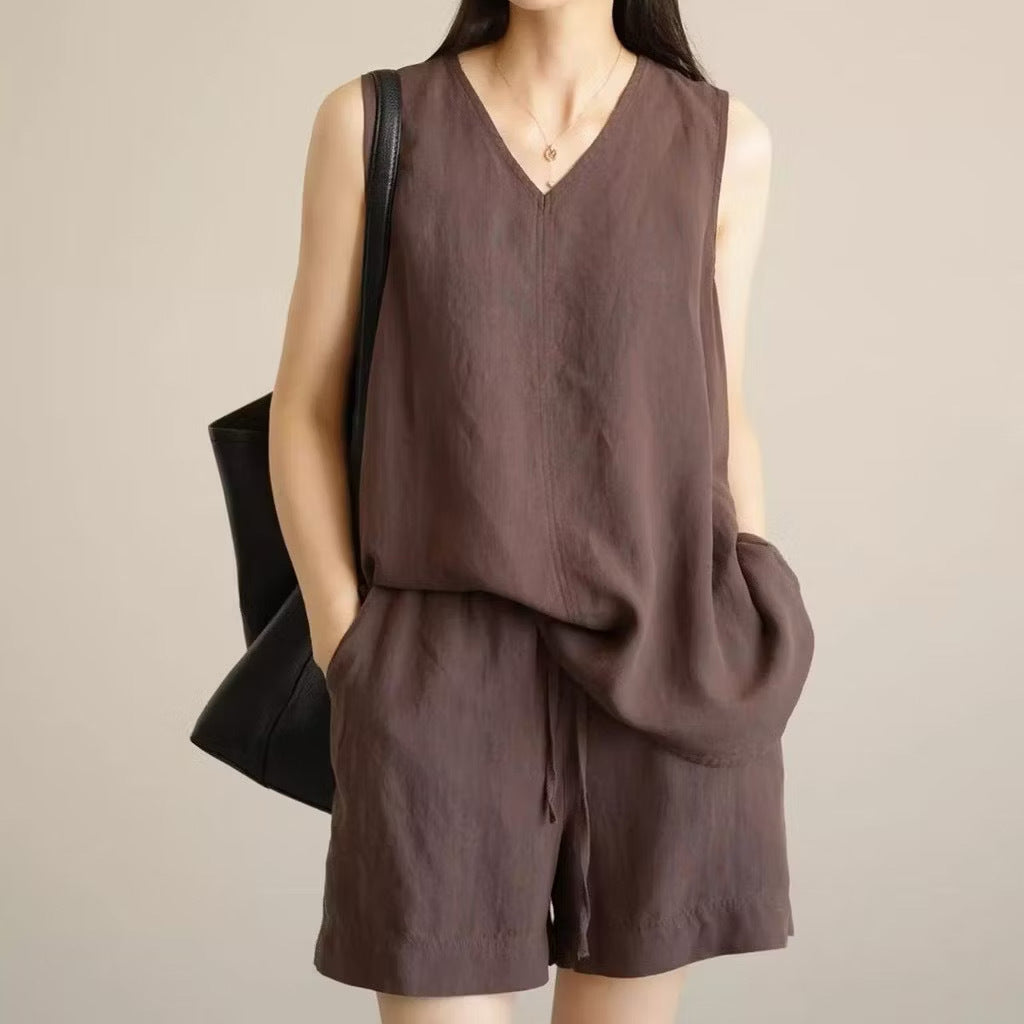 Womens Loose Casual Solid-color Fashion Two-piece Set