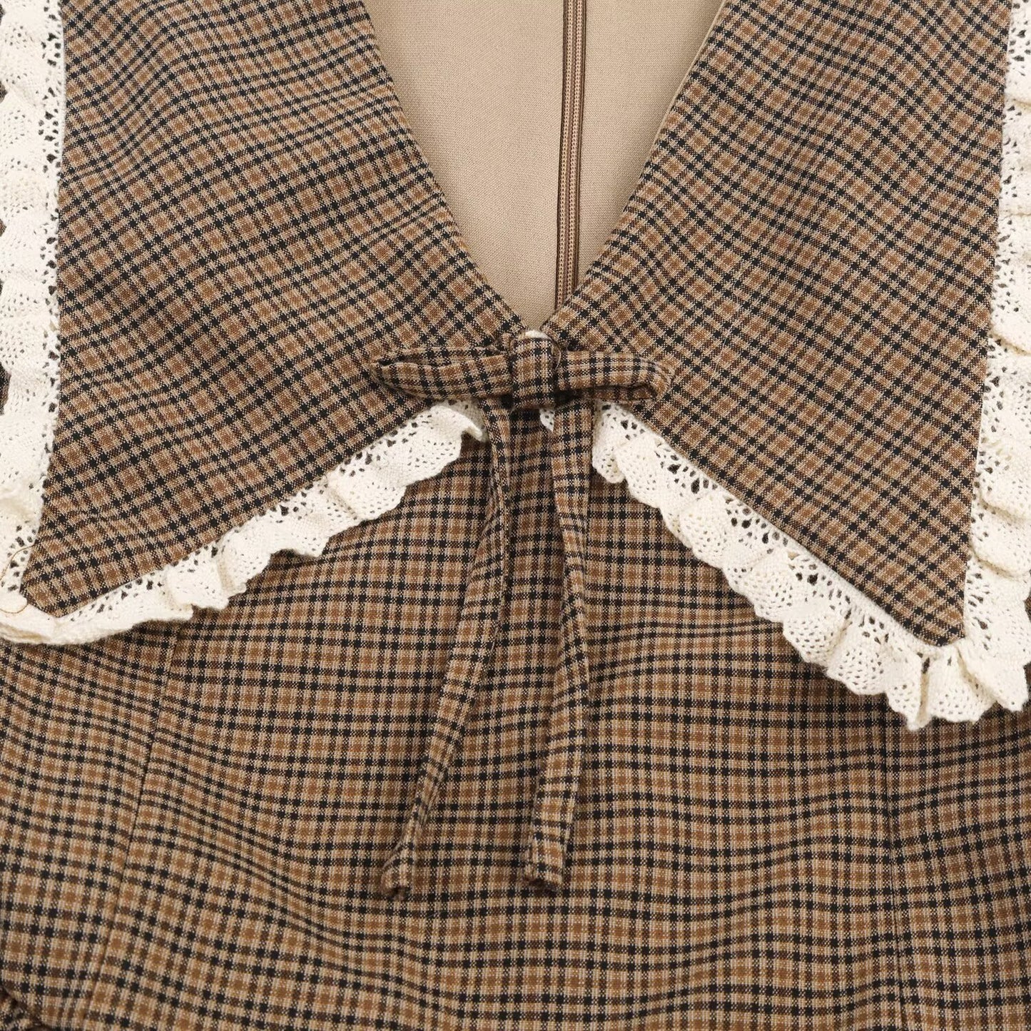 Womens Stylish Elegan Slim-Fit Plaid Lapel Dress