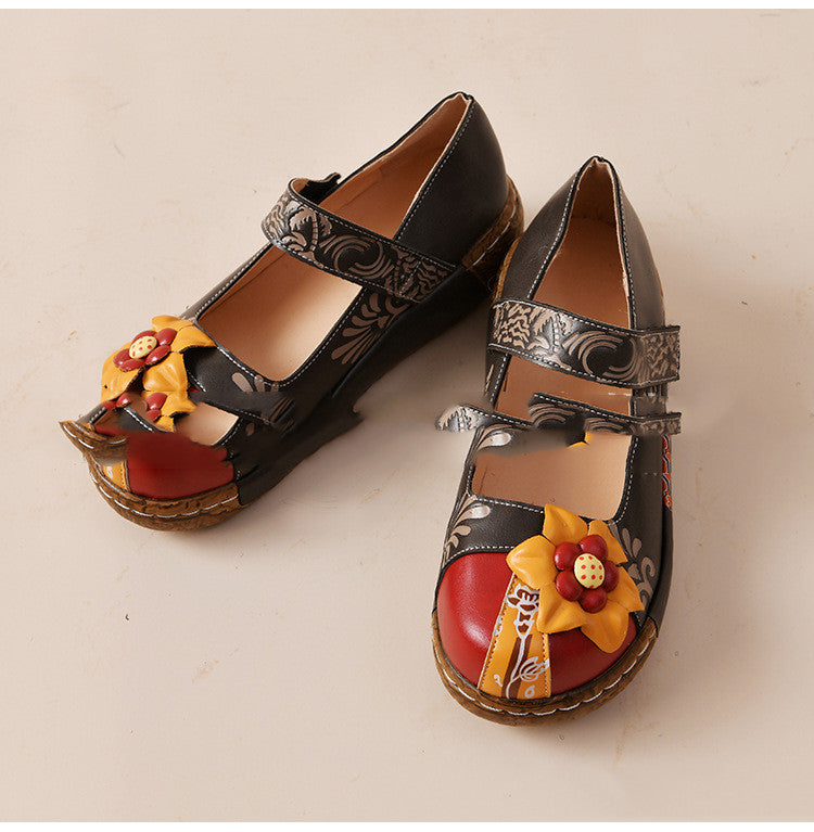 Ethnic Style High-quality Flat-heel Platform Women's Single Shoes