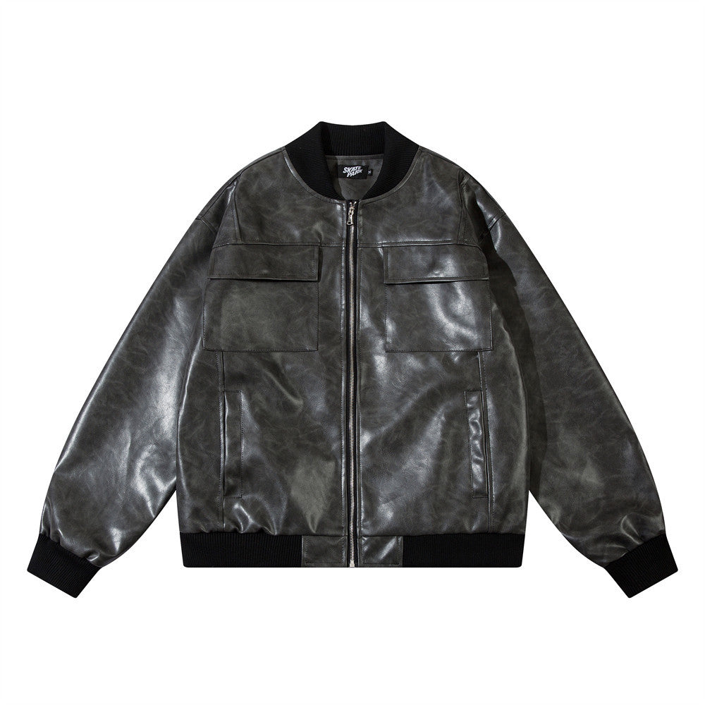 American Retro Baseball Uniform Leather Men