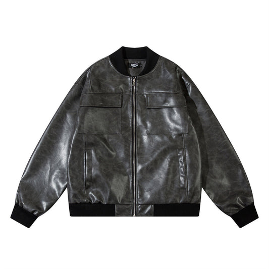 American Retro Baseball Uniform Leather Men