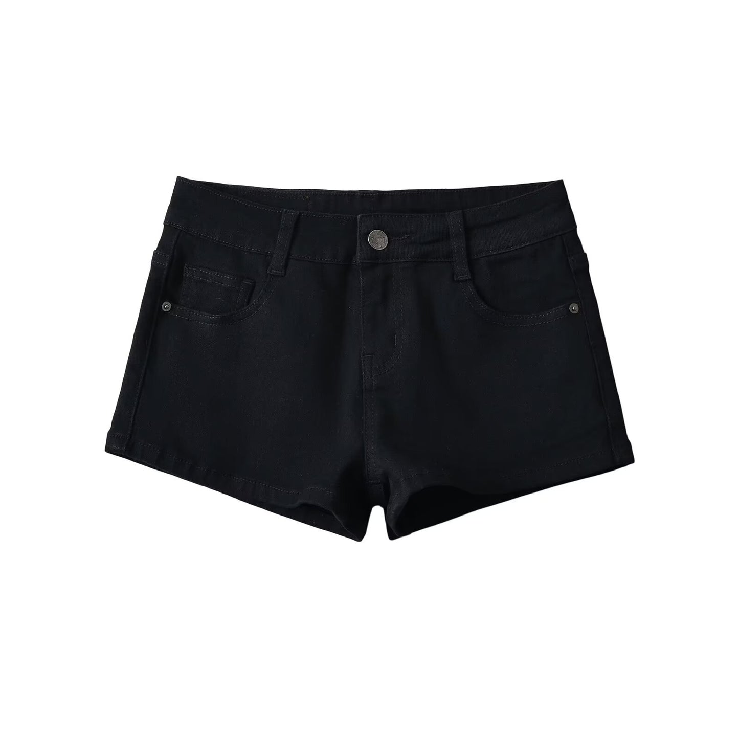 Lavtaljede denimshorts, skinny, stretchy, slankende
