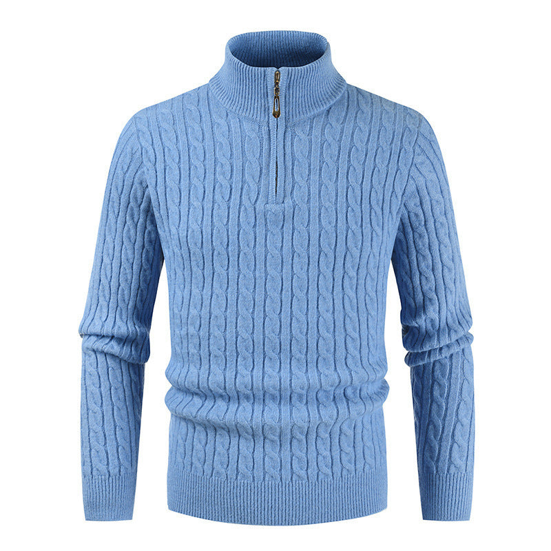 Men's Zipper High Collar Pullover Sweater