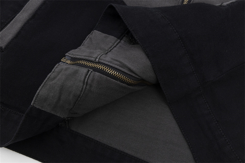 Men's Patchwork Contrast Color Lapels Denim Jacket