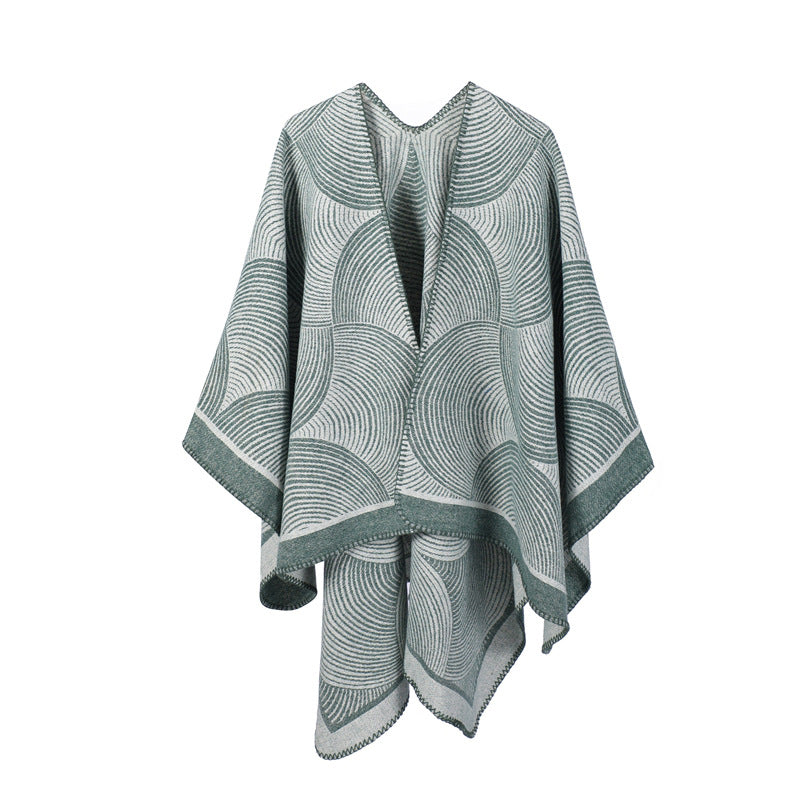 New Women's Jacquard Geometric Wool Shawl