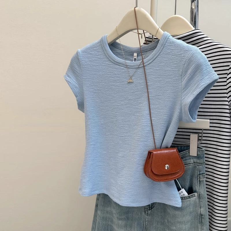 Summer Texture Ruffle Short Sleeve Women