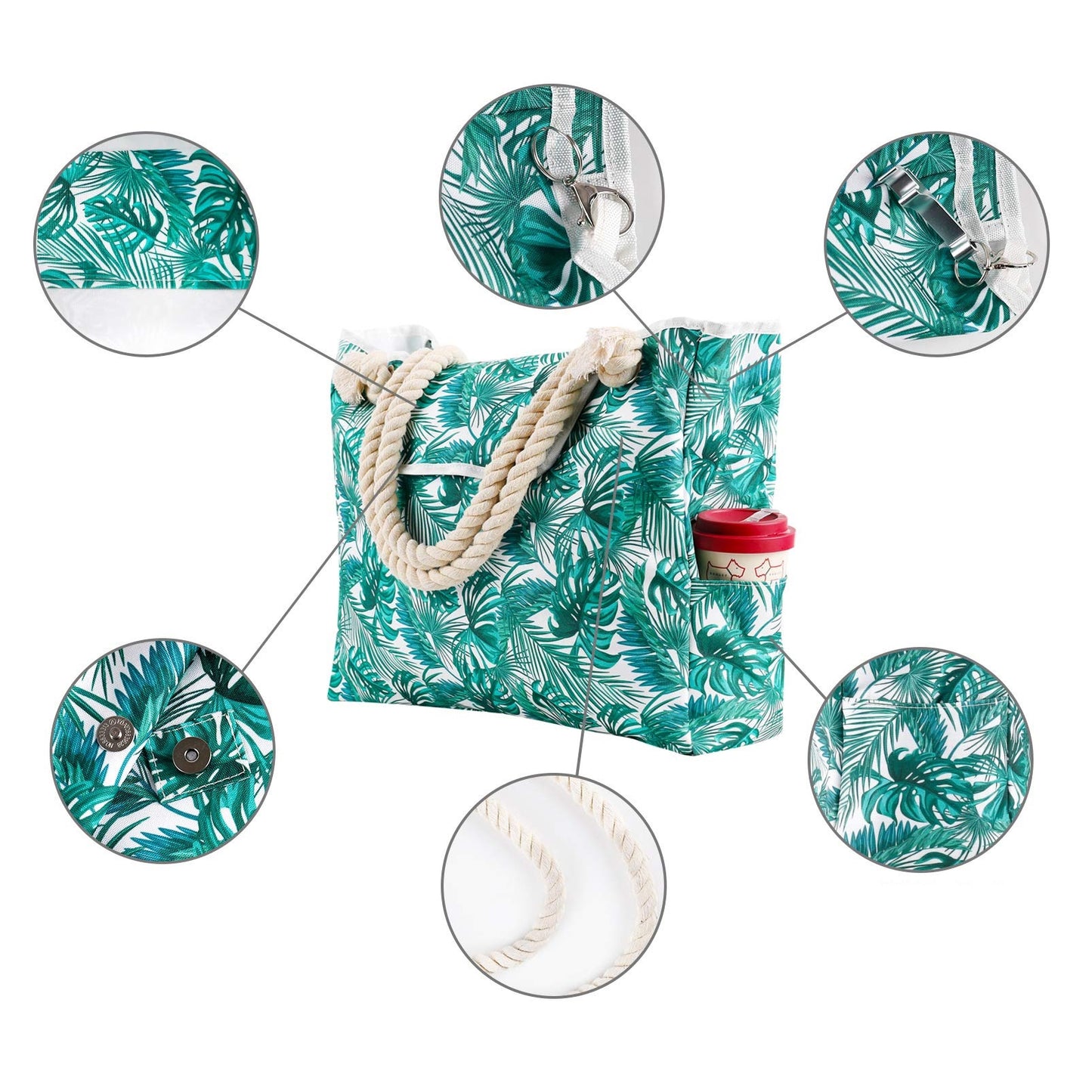 Large Capacity Crossbody Fashion Print Women's Canvas Beach Bag