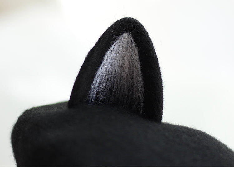 Painter Hat Wool Felt Three-dimensional Cat Ears Beret