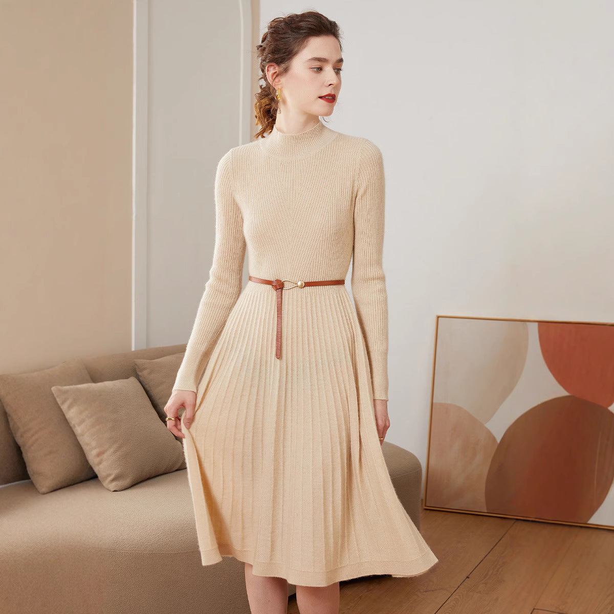 Mid-length Solid-color Slim-fit Base Skirt