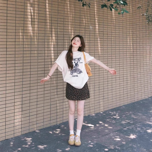 Rhapsody Oversized T-Shirt With Puppy Print Relaxed Fit