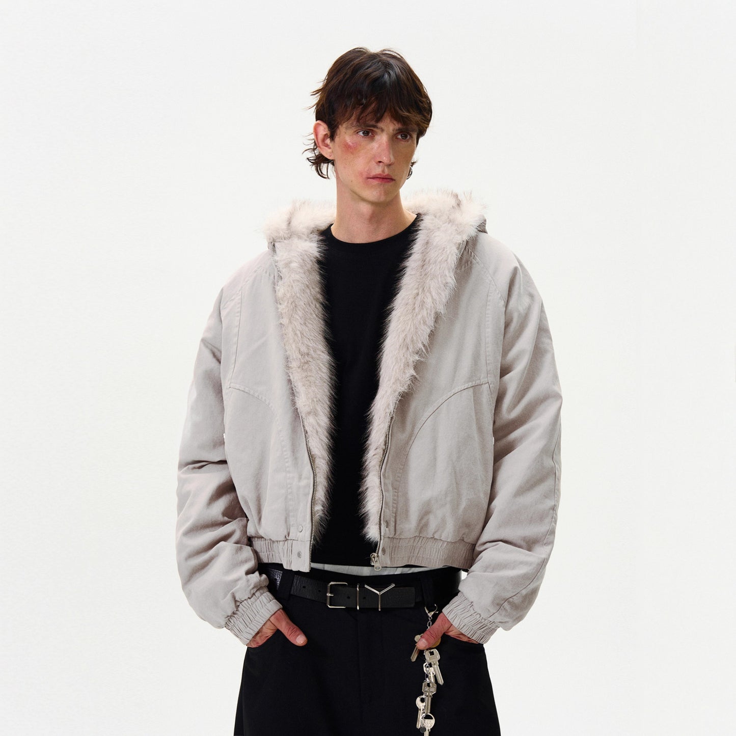 American Retro Niche Deconstructed Patch Design Fleece Jacket