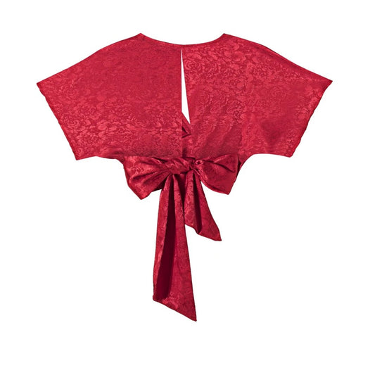 V-neck Bow Top With Exposed Navel And Tie Up Shirt