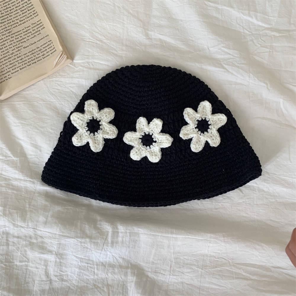Niche Retro Handmade Flower Bucket Hat Japanese Sweet All-matching