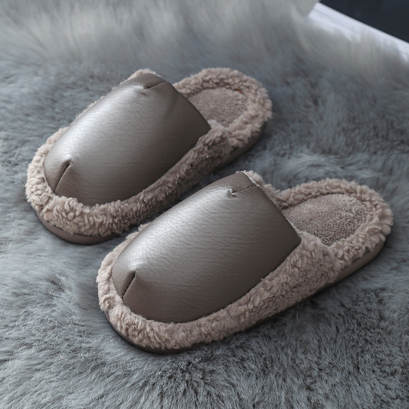 Cotton Slippers Ladies Winter Warm Indoor Home Couple Non-slip Plush