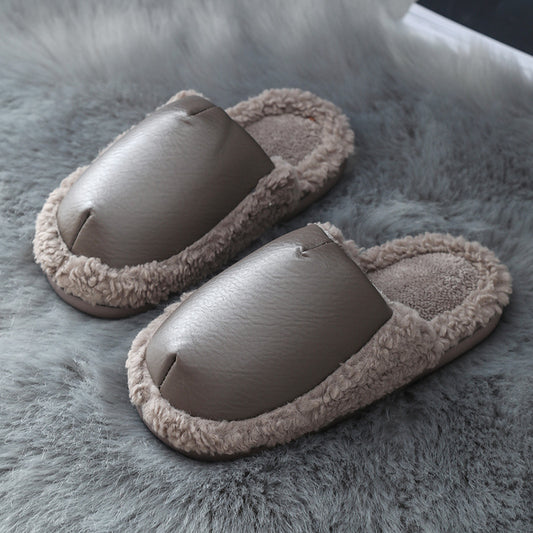 Cotton Slippers Ladies Winter Warm Indoor Home Couple Non-slip Plush