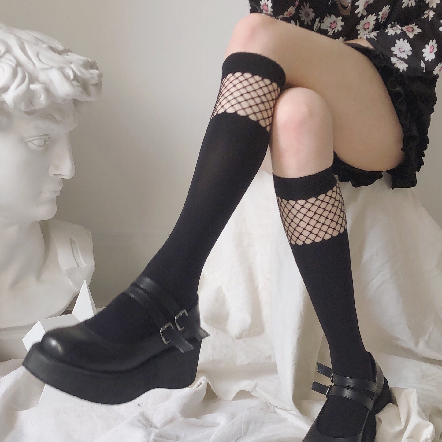 One-piece Stitching Fishnet Stockings Calf Socks